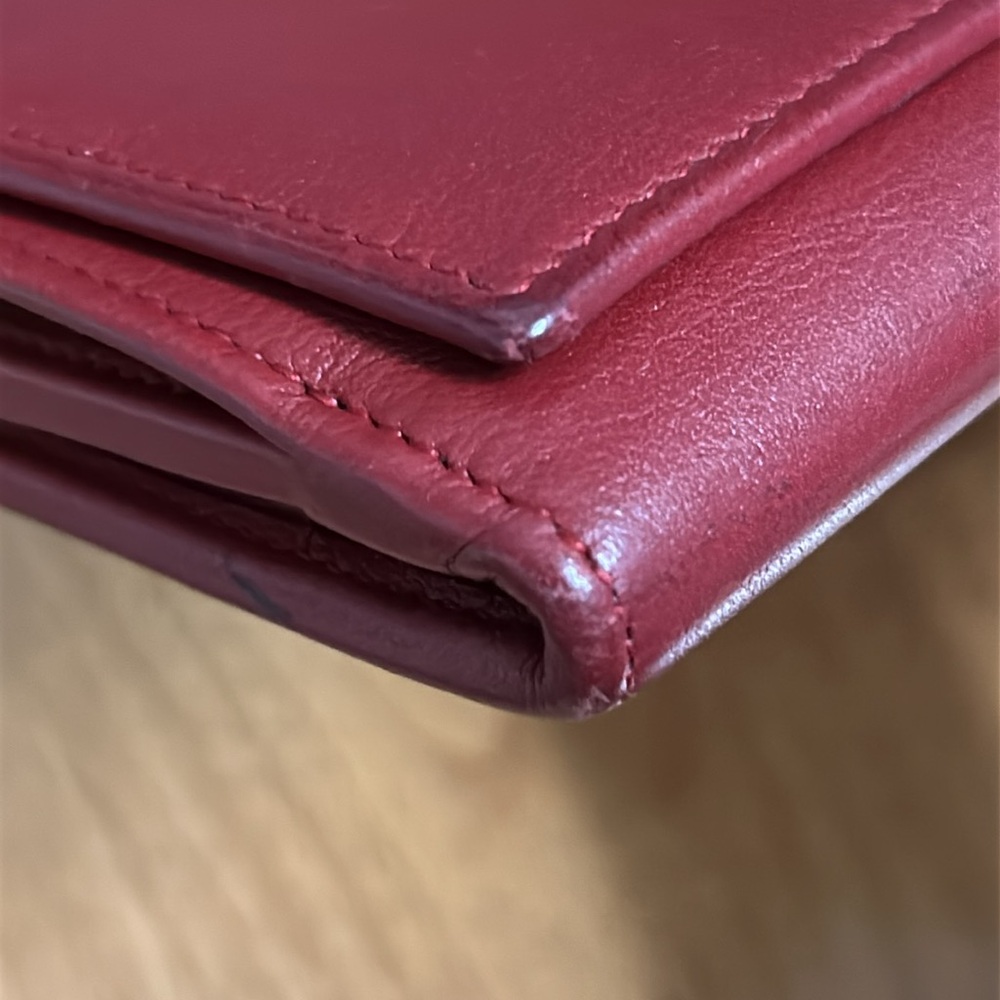 Authentic YSL Red / Burgundy Leather Flap Wallet - Picture 15 of 16